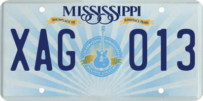 MS license plate XAG013