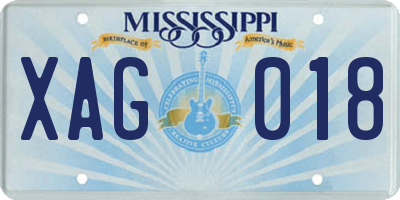 MS license plate XAG018