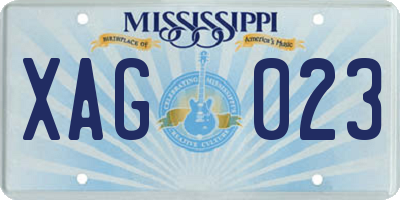 MS license plate XAG023