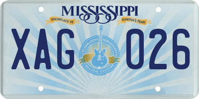MS license plate XAG026