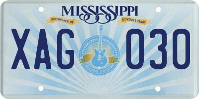 MS license plate XAG030