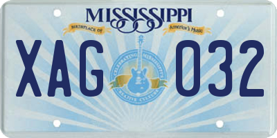 MS license plate XAG032