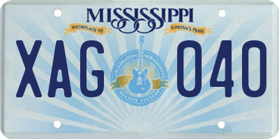 MS license plate XAG040