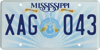 MS license plate XAG043
