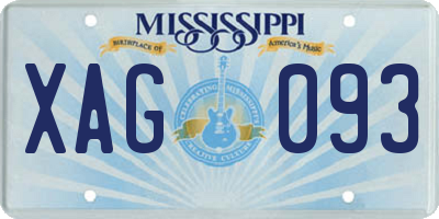 MS license plate XAG093