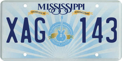 MS license plate XAG143