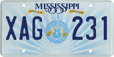 MS license plate XAG231