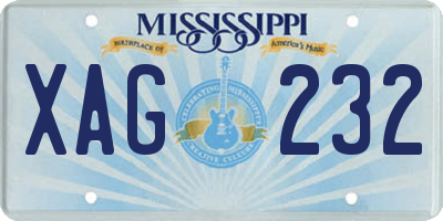 MS license plate XAG232