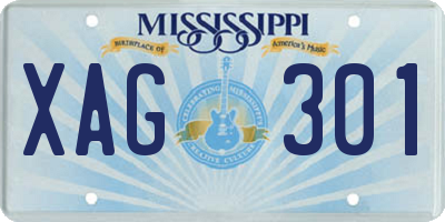 MS license plate XAG301