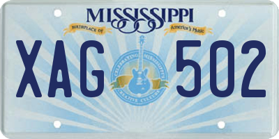 MS license plate XAG502