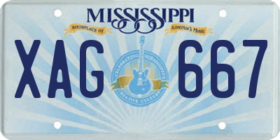 MS license plate XAG667