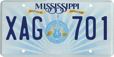 MS license plate XAG701