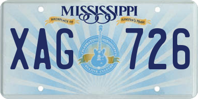 MS license plate XAG726
