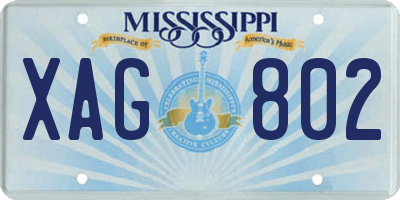 MS license plate XAG802