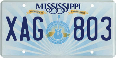 MS license plate XAG803