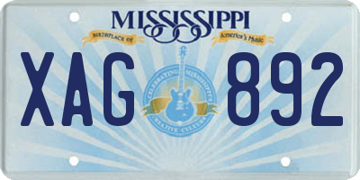 MS license plate XAG892