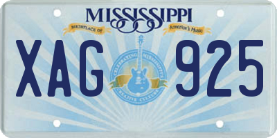 MS license plate XAG925