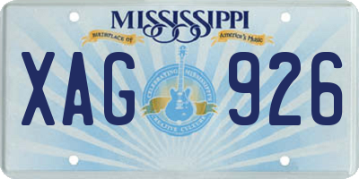 MS license plate XAG926