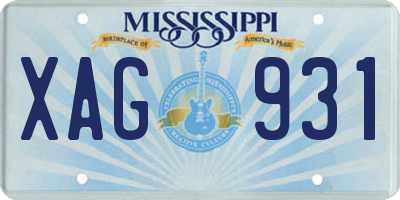MS license plate XAG931