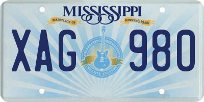 MS license plate XAG980