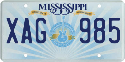 MS license plate XAG985