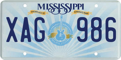MS license plate XAG986
