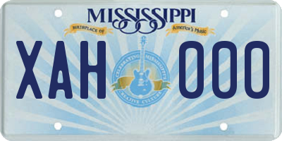 MS license plate XAH000