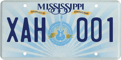 MS license plate XAH001
