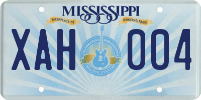 MS license plate XAH004