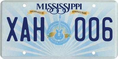 MS license plate XAH006