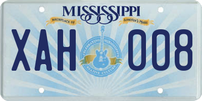 MS license plate XAH008