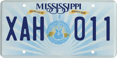 MS license plate XAH011