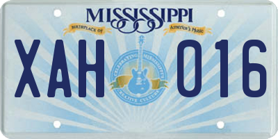 MS license plate XAH016