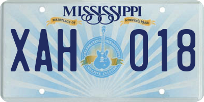 MS license plate XAH018