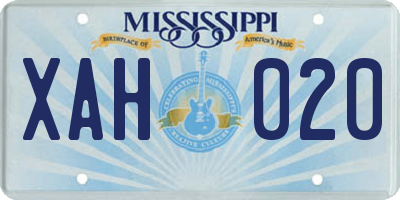 MS license plate XAH020