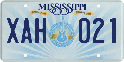 MS license plate XAH021