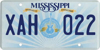MS license plate XAH022