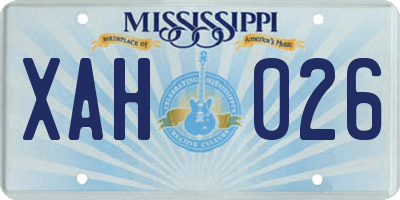 MS license plate XAH026