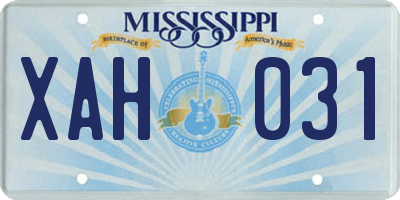 MS license plate XAH031