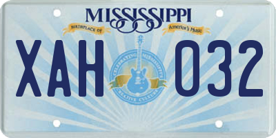 MS license plate XAH032
