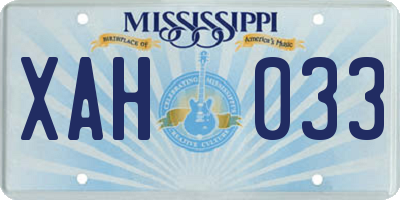 MS license plate XAH033