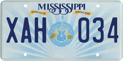 MS license plate XAH034