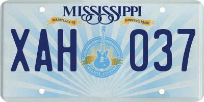 MS license plate XAH037