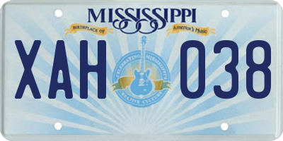 MS license plate XAH038