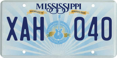 MS license plate XAH040