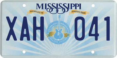 MS license plate XAH041