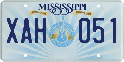 MS license plate XAH051