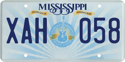 MS license plate XAH058