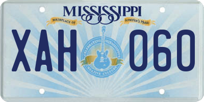 MS license plate XAH060