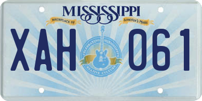 MS license plate XAH061